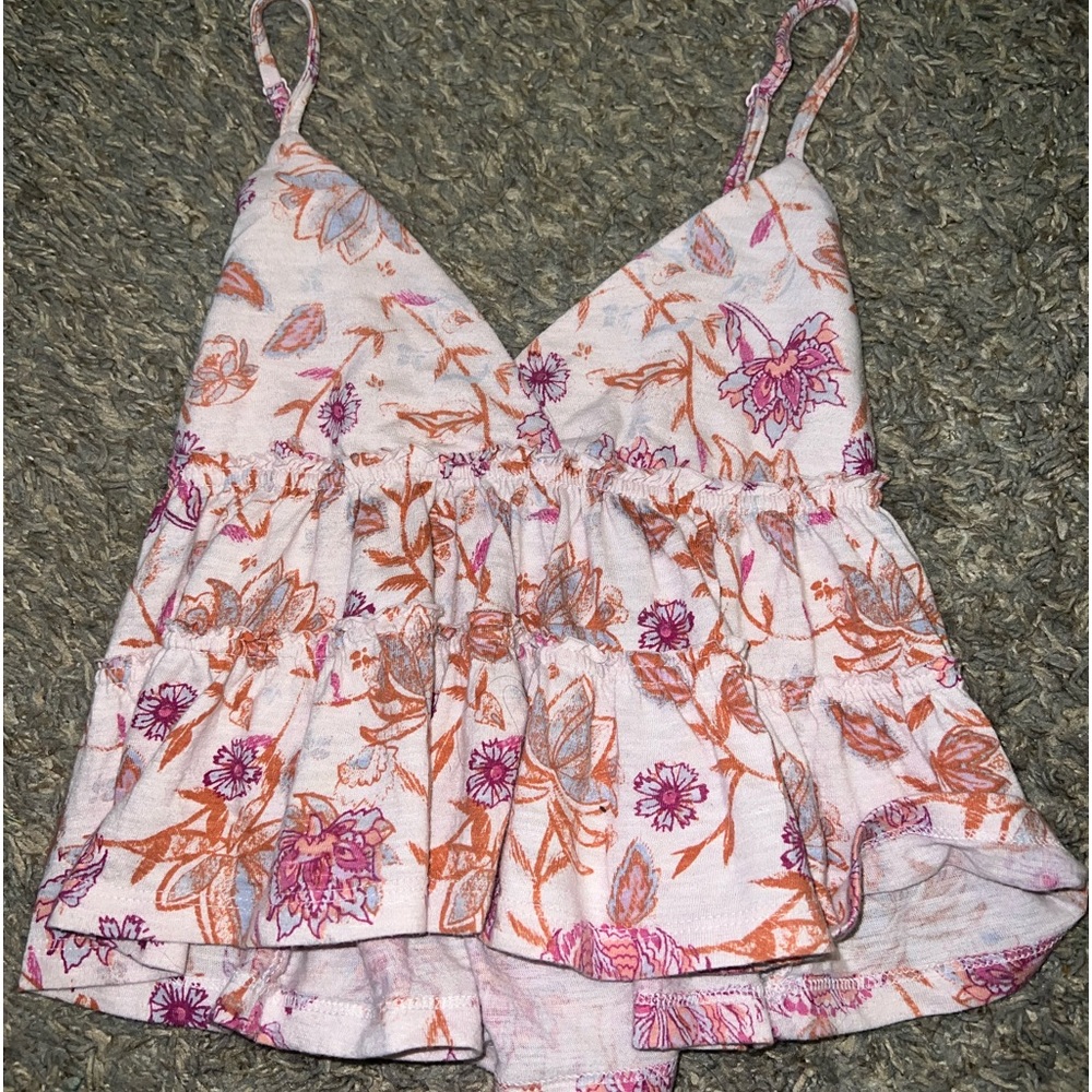 pink floral baby tee tank top